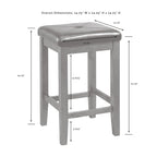 Îlot de cuisine Bartlett avec dessus en bois et tabourets carrés rembourrés – 50x42"