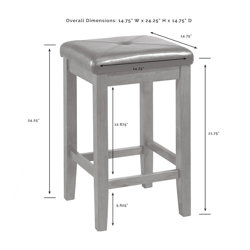 Îlot de cuisine Bartlett avec dessus en bois et tabourets carrés rembourrés – 50x42"