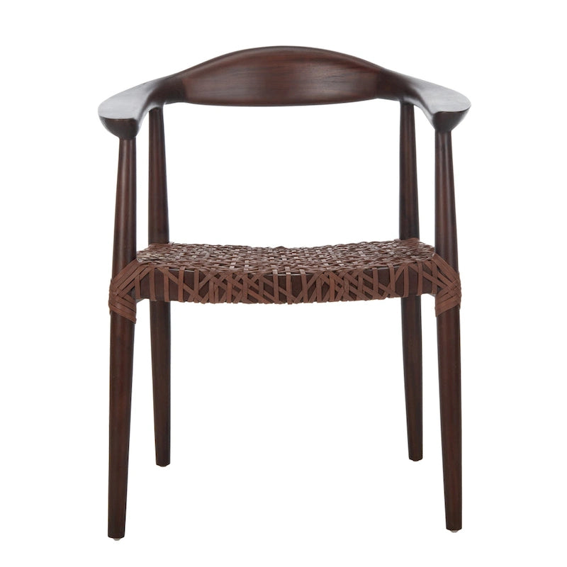 Fauteuil d'appoint Therese en cuir tressé – 63,5 cm L x 53,3 cm P x 78,7 cm H