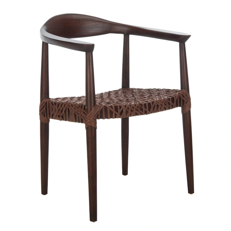 Fauteuil d'appoint Therese en cuir tressé – 63,5 cm L x 53,3 cm P x 78,7 cm H