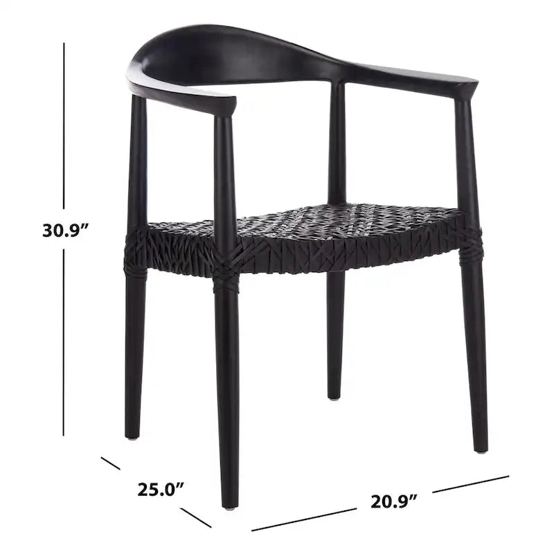 Fauteuil d'appoint Therese en cuir tressé – 63,5 cm L x 53,3 cm P x 78,7 cm H