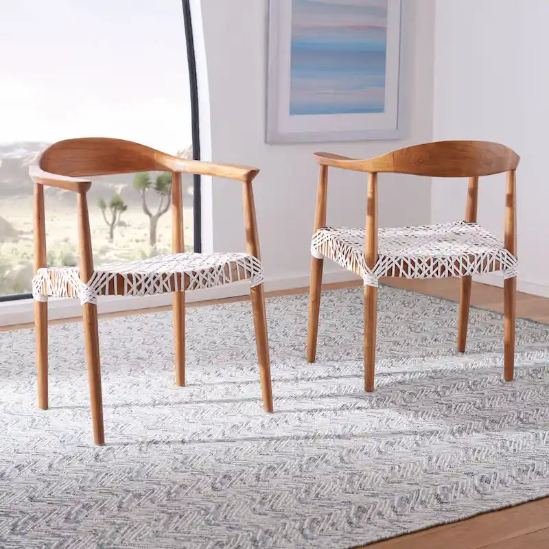 Fauteuil d'appoint Therese en cuir tressé – 63,5 cm L x 53,3 cm P x 78,7 cm H