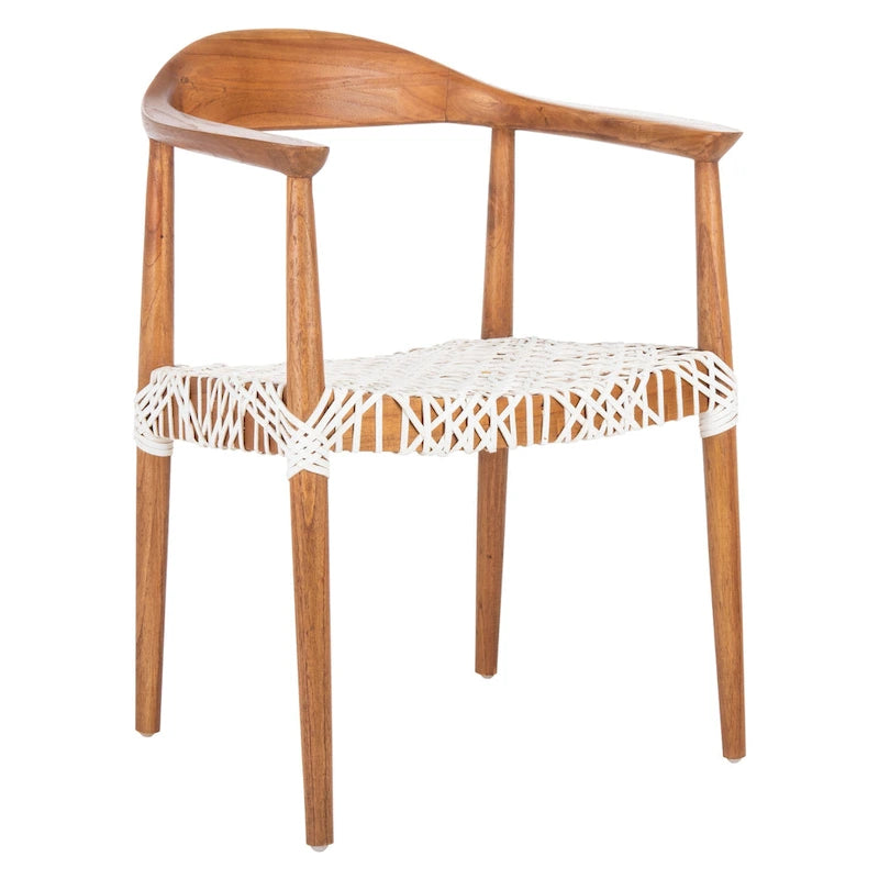 Fauteuil d'appoint Therese en cuir tressé – 63,5 cm L x 53,3 cm P x 78,7 cm H