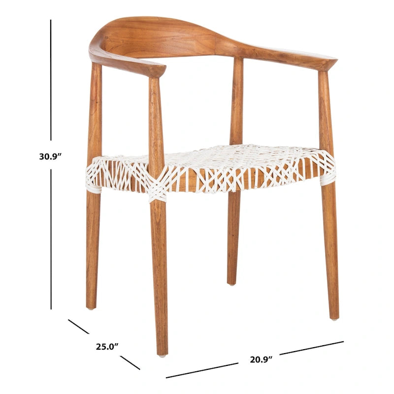 Fauteuil d'appoint Therese en cuir tressé – 63,5 cm L x 53,3 cm P x 78,7 cm H