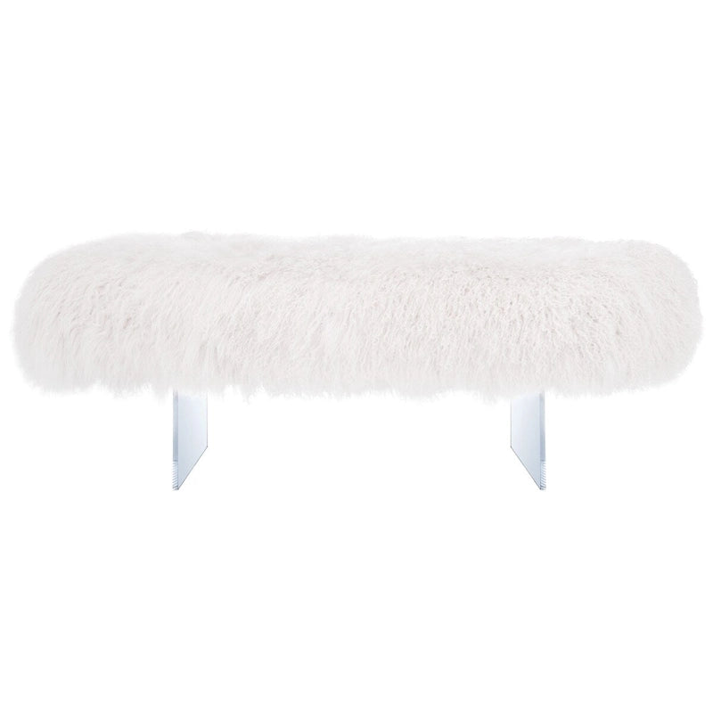 Pouffe en peau de mouton Gaetane – Repose-pieds de salon Luxe Couture