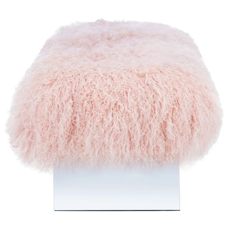 Pouffe en peau de mouton Gaetane – Repose-pieds de salon Luxe Couture