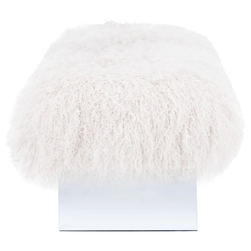 Pouffe en peau de mouton Gaetane – Repose-pieds de salon Luxe Couture
