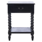 Table d'appoint de ferme avec tiroir et étagère ouverte – Pieds tournés en balustre, 48 cm L x 41 cm P x 66 cm H