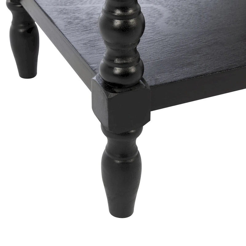 Table d'appoint de ferme avec tiroir et étagère ouverte – Pieds tournés en balustre, 48 cm L x 41 cm P x 66 cm H
