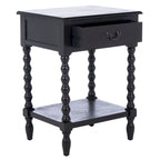 Table d'appoint de ferme avec tiroir et étagère ouverte – Pieds tournés en balustre, 48 cm L x 41 cm P x 66 cm H