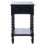 Table d'appoint de ferme avec tiroir et étagère ouverte – Pieds tournés en balustre, 48 cm L x 41 cm P x 66 cm H