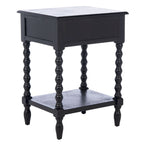 Table d'appoint de ferme avec tiroir et étagère ouverte – Pieds tournés en balustre, 48 cm L x 41 cm P x 66 cm H