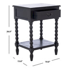Table d'appoint de ferme avec tiroir et étagère ouverte – Pieds tournés en balustre, 48 cm L x 41 cm P x 66 cm H