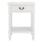 Table d'appoint de ferme avec tiroir et étagère ouverte – Pieds tournés en balustre, 48 cm L x 41 cm P x 66 cm H