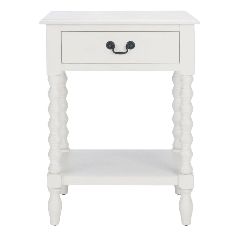 Table d'appoint de ferme avec tiroir et étagère ouverte – Pieds tournés en balustre, 48 cm L x 41 cm P x 66 cm H