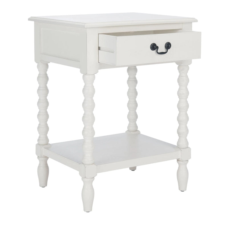 Table d'appoint de ferme avec tiroir et étagère ouverte – Pieds tournés en balustre, 48 cm L x 41 cm P x 66 cm H