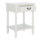 Table d'appoint de ferme avec tiroir et étagère ouverte – Pieds tournés en balustre, 48 cm L x 41 cm P x 66 cm H