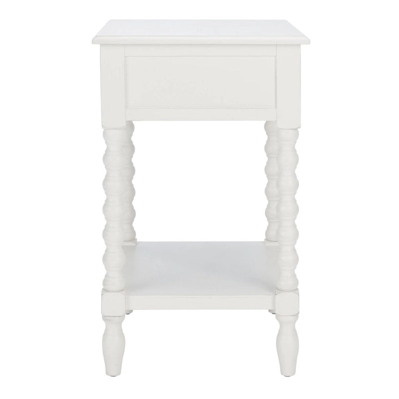 Table d'appoint de ferme avec tiroir et étagère ouverte – Pieds tournés en balustre, 48 cm L x 41 cm P x 66 cm H