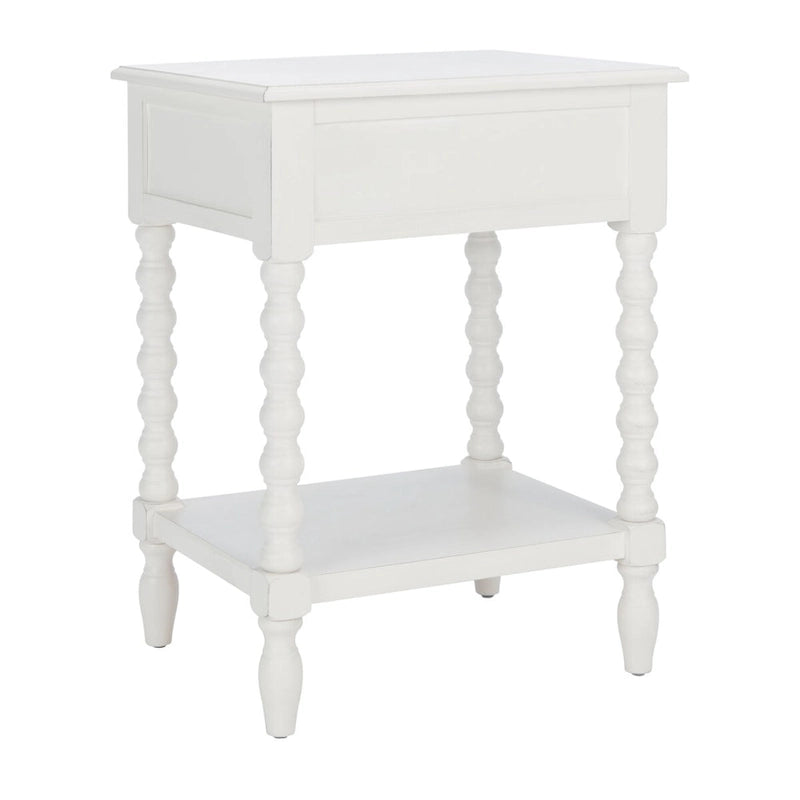 Table d'appoint de ferme avec tiroir et étagère ouverte – Pieds tournés en balustre, 48 cm L x 41 cm P x 66 cm H