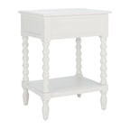 Table d'appoint de ferme avec tiroir et étagère ouverte – Pieds tournés en balustre, 48 cm L x 41 cm P x 66 cm H
