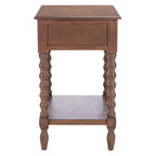 Table d'appoint de ferme avec tiroir et étagère ouverte – Pieds tournés en balustre, 48 cm L x 41 cm P x 66 cm H