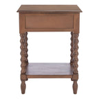 Table d'appoint de ferme avec tiroir et étagère ouverte – Pieds tournés en balustre, 48 cm L x 41 cm P x 66 cm H