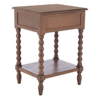Table d'appoint de ferme avec tiroir et étagère ouverte – Pieds tournés en balustre, 48 cm L x 41 cm P x 66 cm H