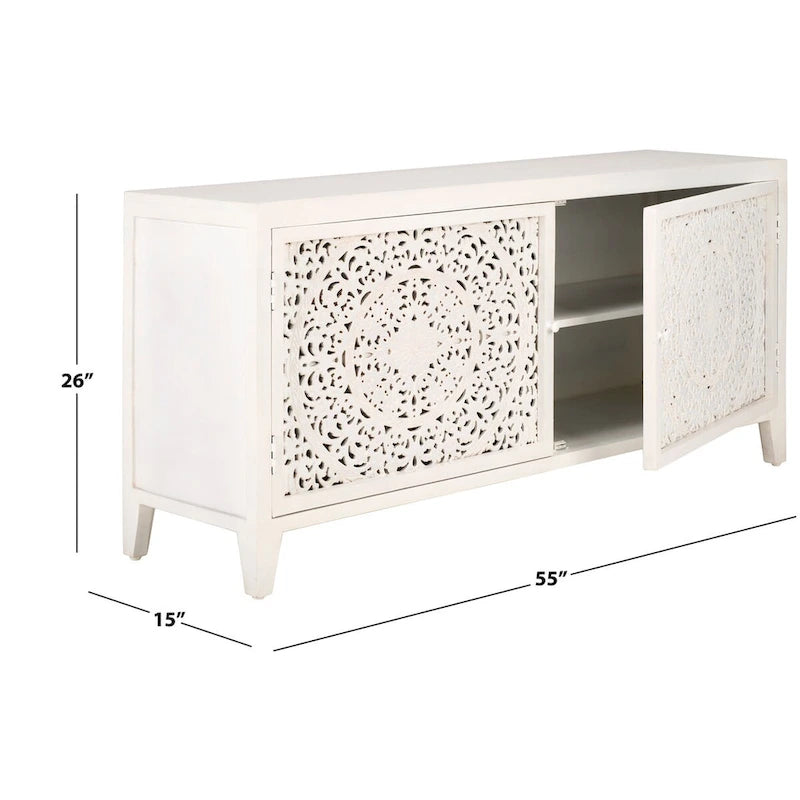 Meuble TV Ciji 2 étagères 2 portes, convient aux téléviseurs jusqu'à 60 po – 55x15x26 po