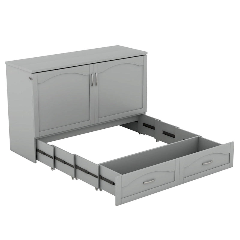 Lit escamotable Queen/Full avec tiroir et un ensemble de prises de courant et ports USB