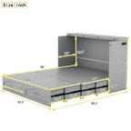 Lit escamotable Queen/Full avec tiroir et un ensemble de prises de courant et ports USB