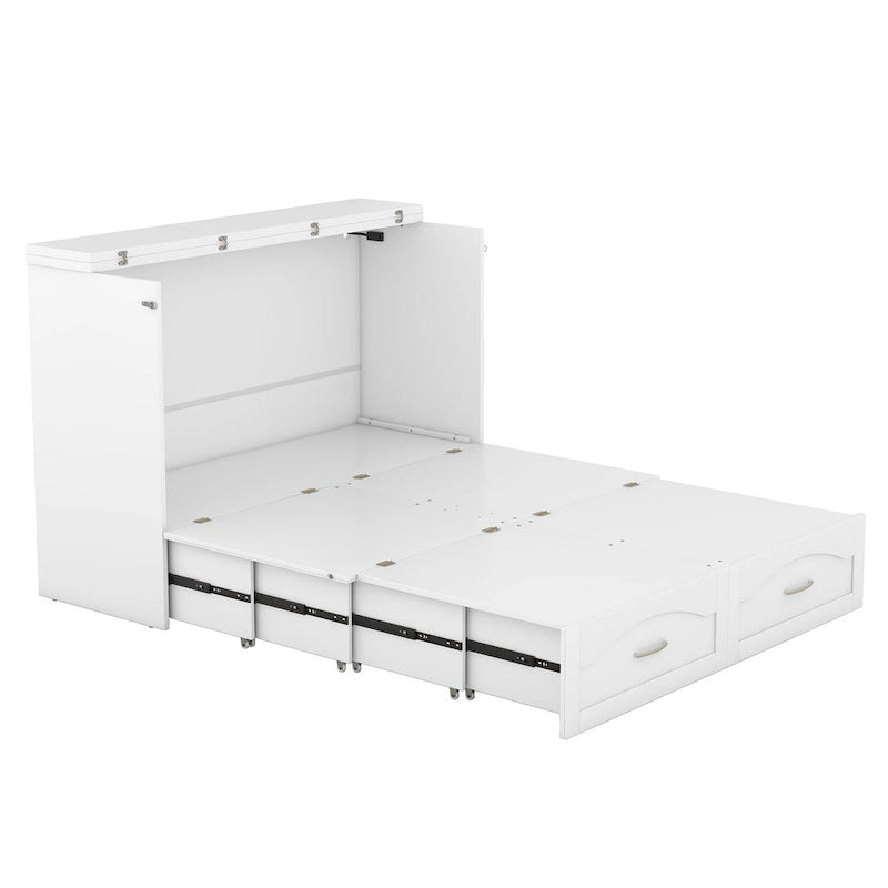 Lit escamotable Queen/Full avec tiroir et un ensemble de prises de courant et ports USB