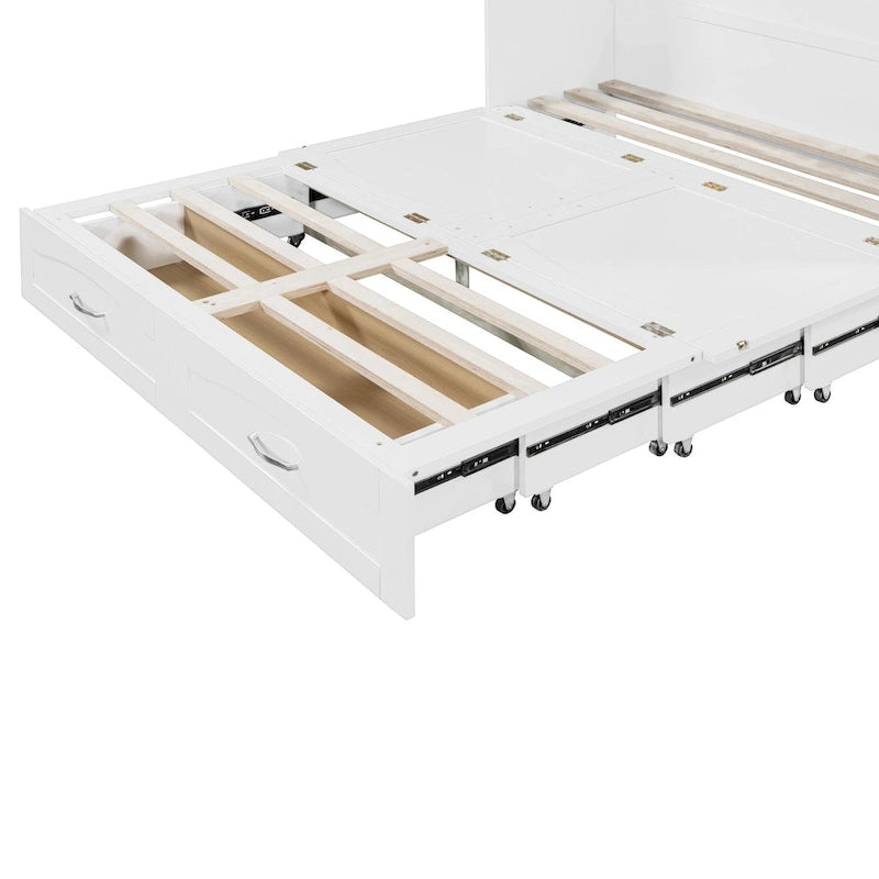 Lit escamotable Queen/Full avec tiroir et un ensemble de prises de courant et ports USB
