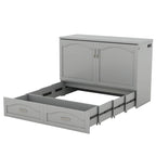 Lit escamotable Queen/Full avec tiroir et un ensemble de prises de courant et ports USB