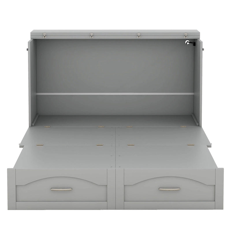 Lit escamotable Queen/Full avec tiroir et un ensemble de prises de courant et ports USB