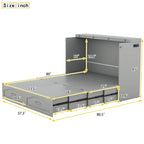 Lit escamotable Queen/Full avec tiroir et un ensemble de prises de courant et ports USB