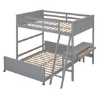 Lit superposé double sur double/double sur double avec bureau