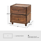 Table de chevet modulaire de transition à 2 tiroirs – Style Ferme, poignées en bronze antique, 48,3 L x 40 P x 51,4 H cm