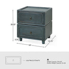 Table de chevet modulaire de transition à 2 tiroirs – Style Ferme, poignées en bronze antique, 48,3 L x 40 P x 51,4 H cm