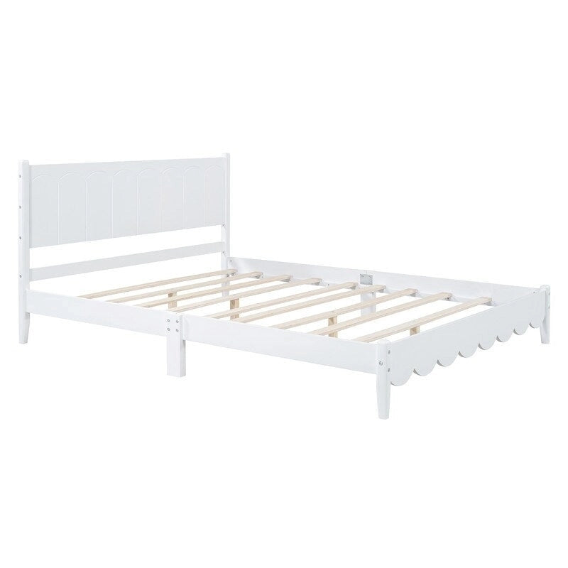 Lit plateforme en bois Queen Size avec tête de lit rectangulaire