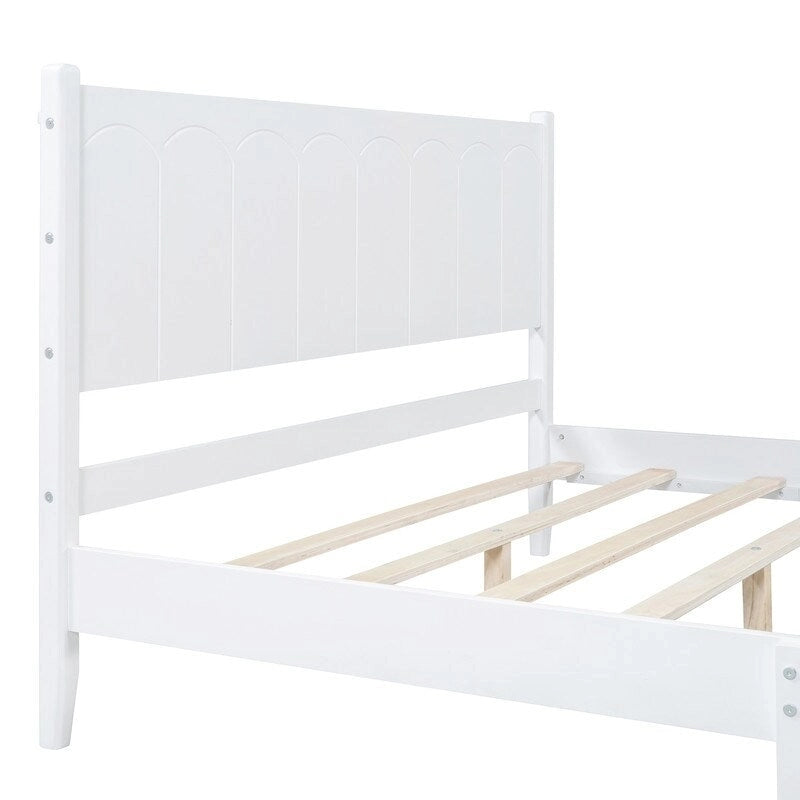 Lit plateforme en bois Queen Size avec tête de lit rectangulaire