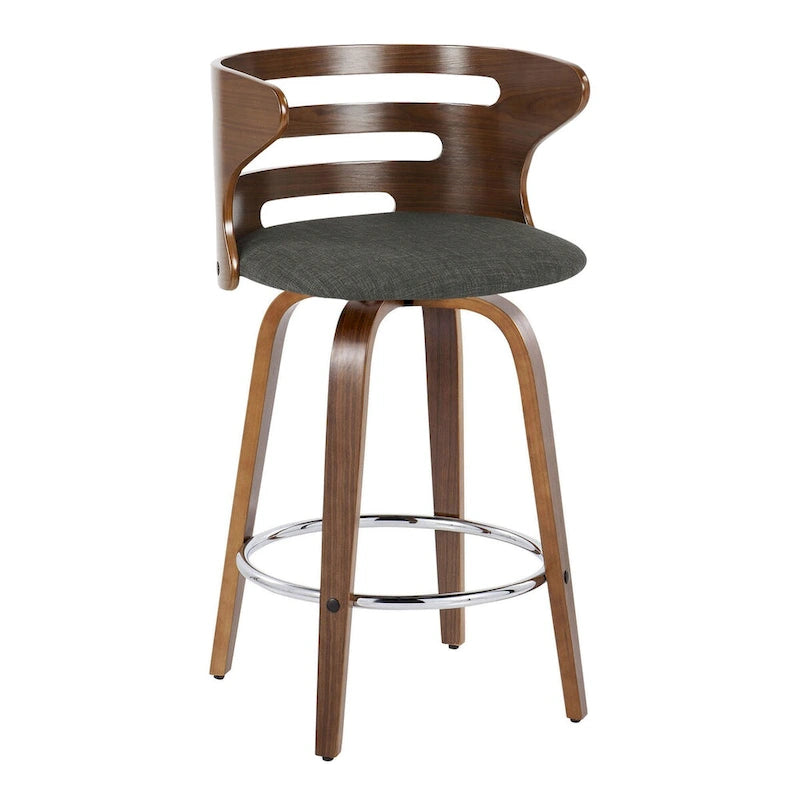 Tabouret de comptoir à hauteur fixe Cranagh 26" avec pieds en bois courbé, lot de 2
