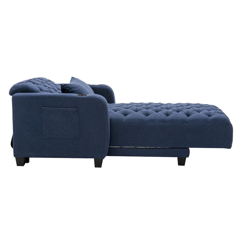 Méridienne inclinable capitonnée – Tissu polyester, Assise en mousse, Capacité 181 kg, 102x145x97 cm