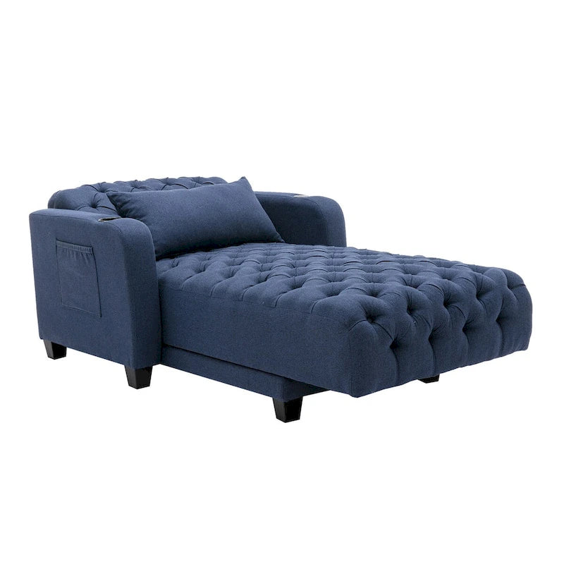 Méridienne inclinable capitonnée – Tissu polyester, Assise en mousse, Capacité 181 kg, 102x145x97 cm