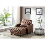 Méridienne inclinable capitonnée – Tissu polyester, Assise en mousse, Capacité 181 kg, 102x145x97 cm