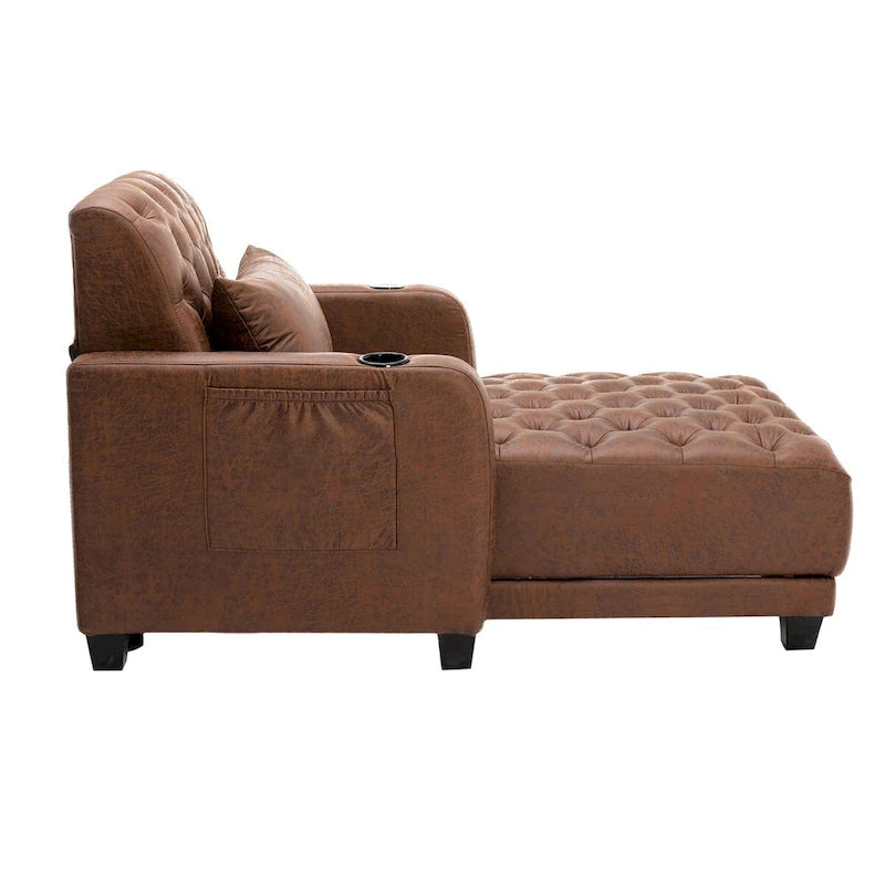 Méridienne inclinable capitonnée – Tissu polyester, Assise en mousse, Capacité 181 kg, 102x145x97 cm