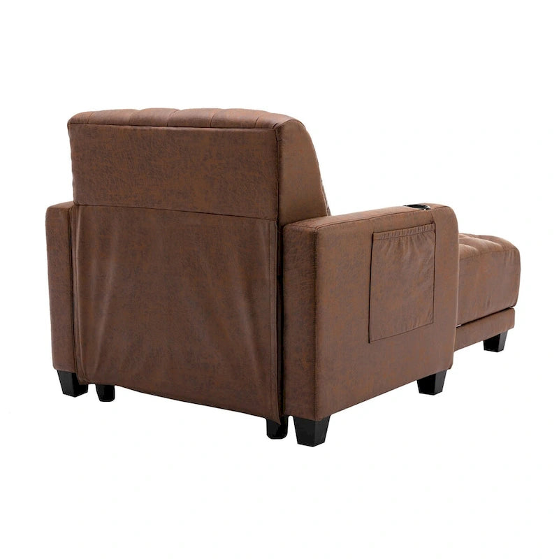 Méridienne inclinable capitonnée – Tissu polyester, Assise en mousse, Capacité 181 kg, 102x145x97 cm