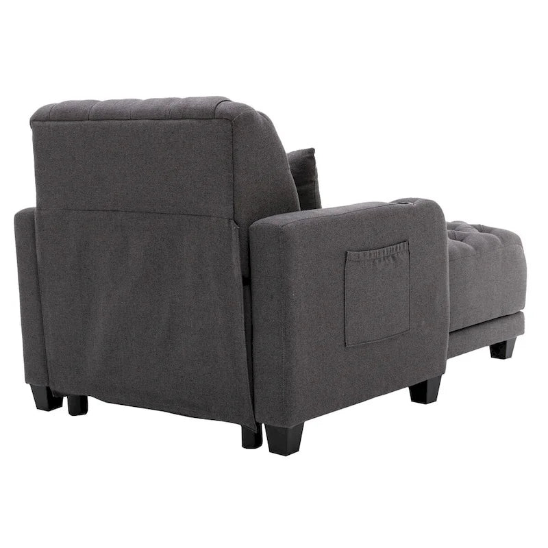 Méridienne inclinable capitonnée – Tissu polyester, Assise en mousse, Capacité 181 kg, 102x145x97 cm