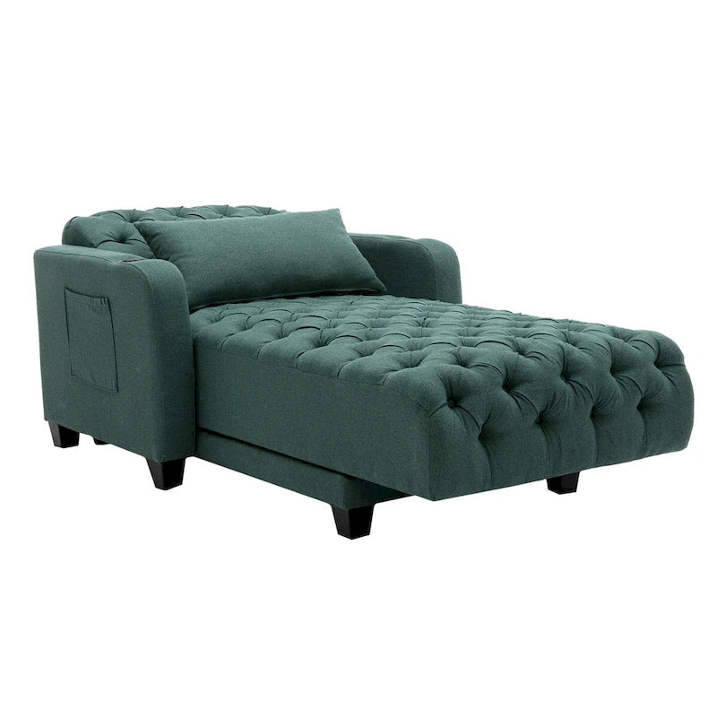 Méridienne inclinable capitonnée – Tissu polyester, Assise en mousse, Capacité 181 kg, 102x145x97 cm