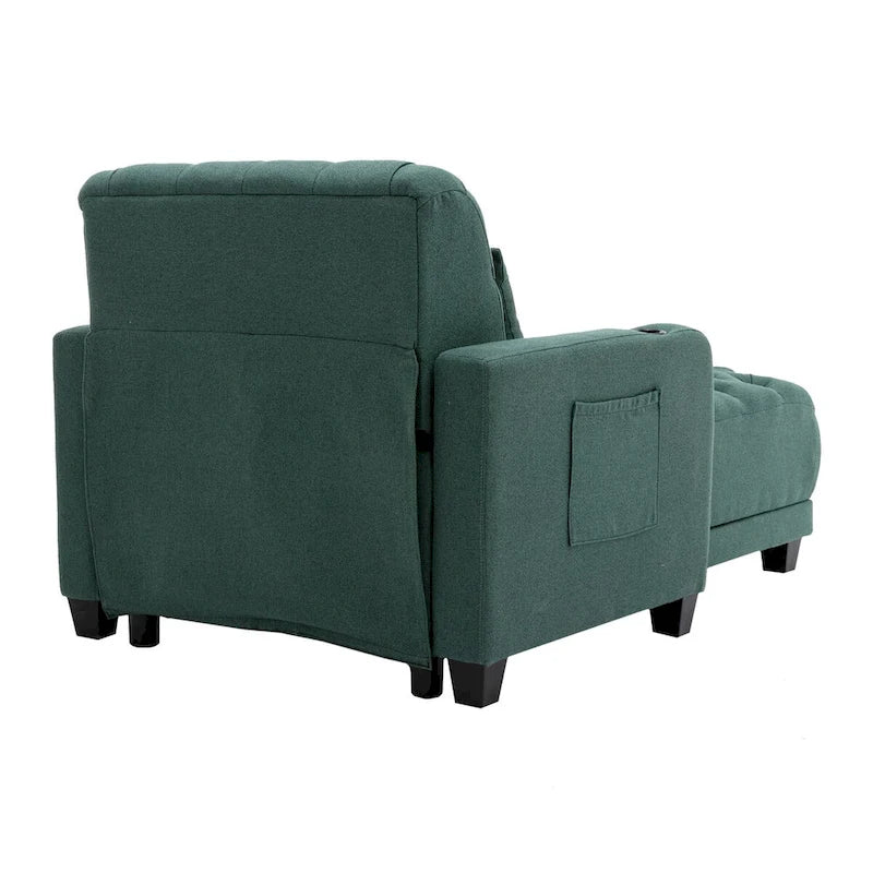 Méridienne inclinable capitonnée – Tissu polyester, Assise en mousse, Capacité 181 kg, 102x145x97 cm