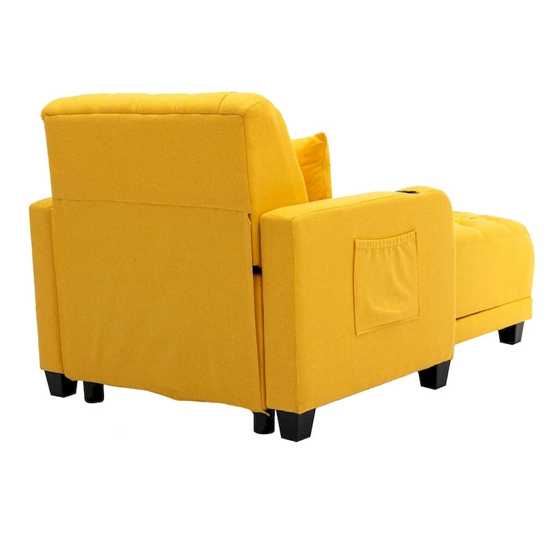Méridienne inclinable capitonnée – Tissu polyester, Assise en mousse, Capacité 181 kg, 102x145x97 cm